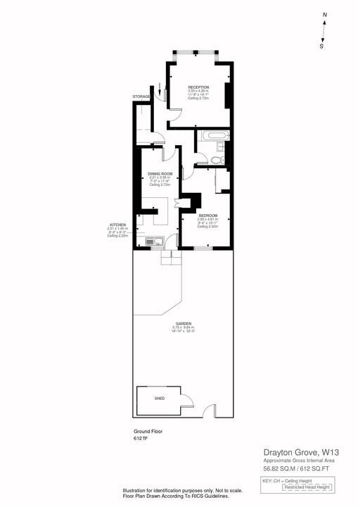 1 bed apartment for sale in Drayton Grove, Ealing, London, W13 - Property Floorplan