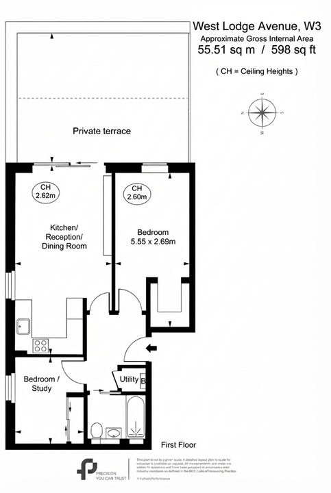2 bed apartment for sale in West Lodge Avenue, Ealing Common, London, W3 - Property Floorplan