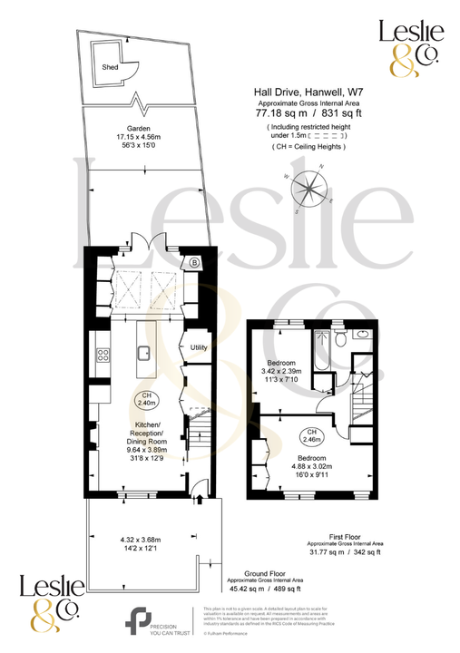 2 bed terraced house for sale in Hall Drive, Hanwell, London, W7 - Property Floorplan