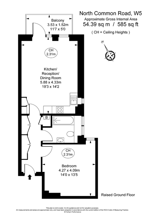 1 bed apartment to rent in North Common Road, Ealing, London, W5 - Property Floorplan