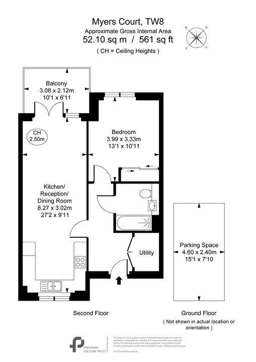 1 bed apartment for sale in Myers Court, Brentford, Greater London, TW8 - Property Floorplan