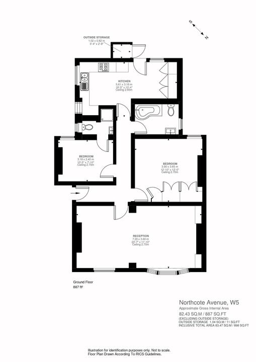 2 bed apartment for sale in Northcote Avenue, Ealing, London, W5 - Property Floorplan