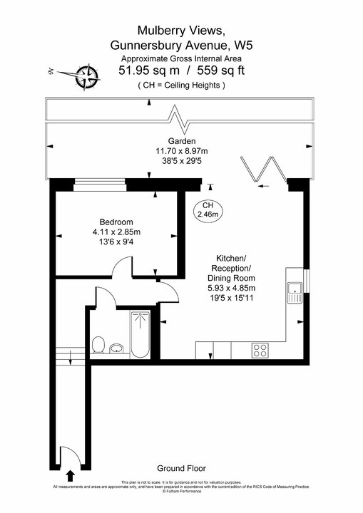 1 bed apartment for sale in Gunnersbury Avenue, Ealing Common, London, W5 - Property Floorplan