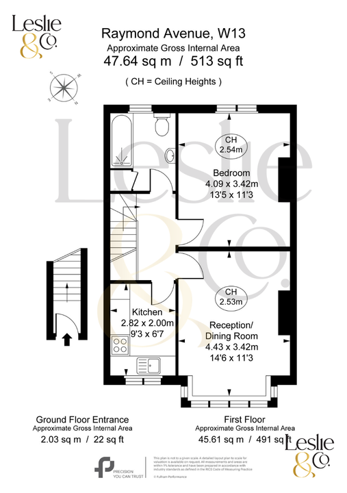 1 bed apartment for sale in Raymond Avenue, Ealing, London, W13 - Property Floorplan