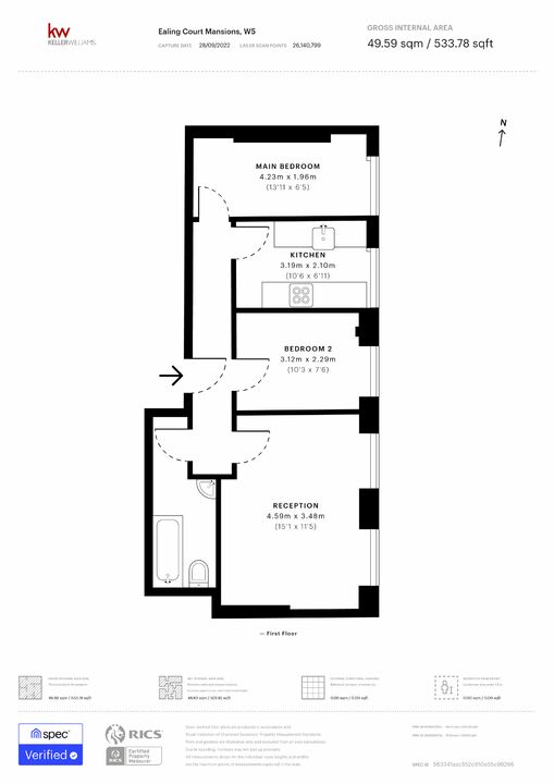2 bed apartment to rent in Ealing Court Mansions, St. Marys Road, Ealing, London, W5 - Property Floorplan