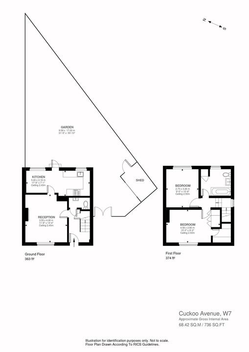 2 bed terraced house for sale in Cuckoo Avenue, Hanwell, London, W7 - Property Floorplan