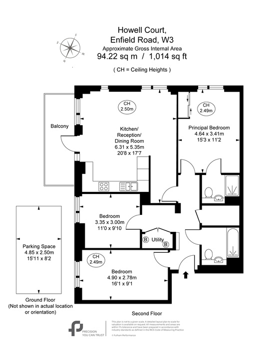3 bed apartment for sale in Howell Court, Enfield Road, Acton, London, W3 - Property Floorplan
