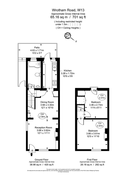 2 bed terraced house to rent in Wrotham Road, Ealing, London, W13 - Property Floorplan
