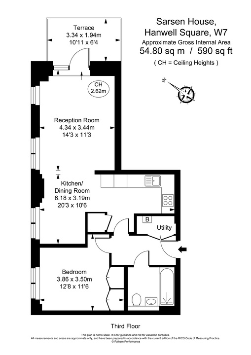 1 bed apartment to rent in Sarsen House, Hanwell Square, Hanwell, Ealing, London, W7 - Property Floorplan