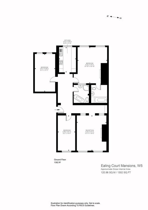 3 bed apartment for sale in Ealing Court Mansions, St. Marys Road, Ealing, London, W5 - Property Floorplan