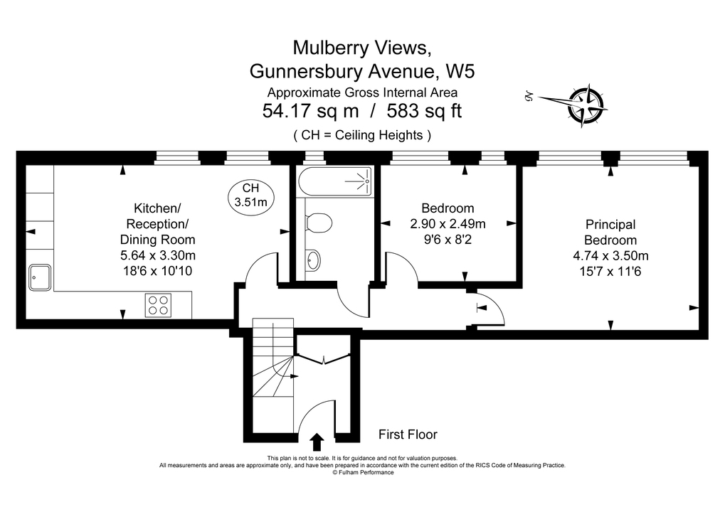 2 bed apartment for sale in Gunnersbury Avenue, Ealing, London, W5 - Property Floorplan