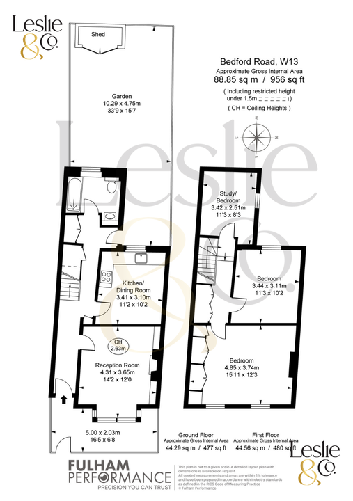 3 bed terraced house for sale in Bedford Road, Ealing, London, W13 - Property Floorplan