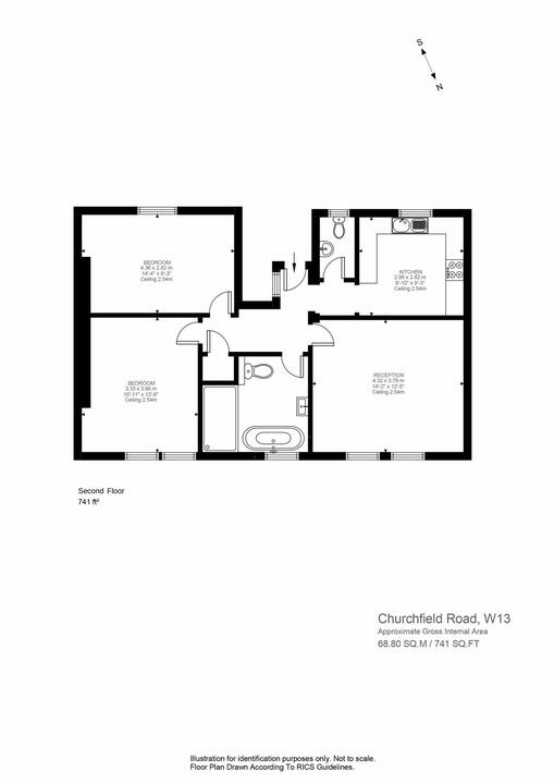 2 bed apartment for sale in Churchfield Road, Ealing, London, W13 - Property Floorplan