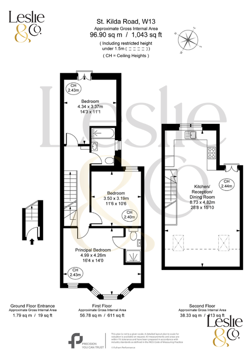 3 bed apartment for sale in St. Kilda Road, Ealing, London, W13 - Property Floorplan