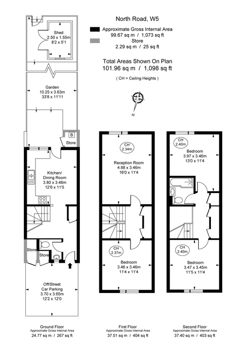 3 bed terraced house to rent in North Road, Ealing, London, W5 - Property Floorplan