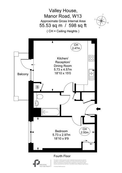1 bed apartment for sale in Valley House, Manor Road, Ealing, London, W13 - Property Floorplan
