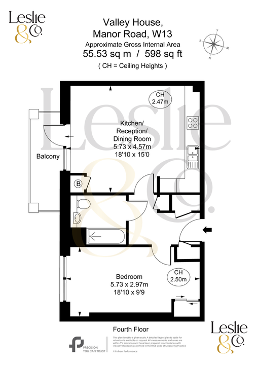 1 bed apartment for sale in Valley House, Manor Road, Ealing, London, W13 - Property Floorplan