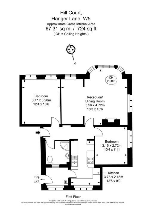 2 bed apartment to rent in Hill Court, Ealing, London, W5 - Property Floorplan