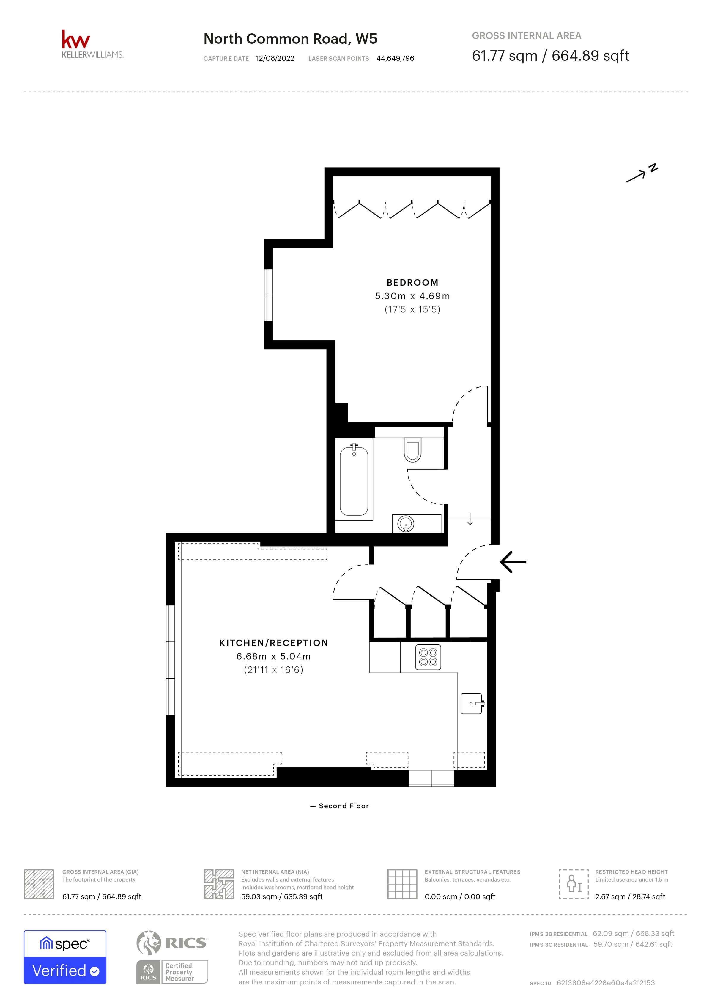 1 bed apartment to rent in North Common Road, Ealing, London, W5 - Property Floorplan