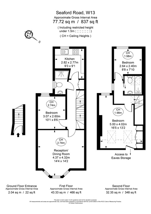 3 bed apartment to rent in Seaford Road, Ealing, London, W13 - Property Floorplan