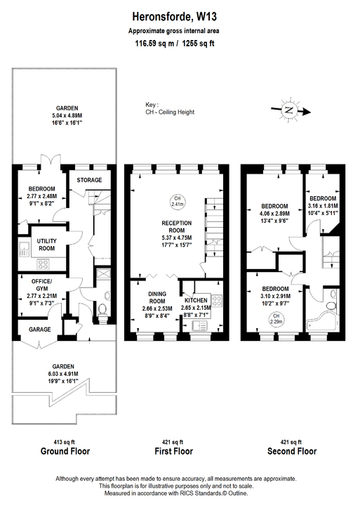 4 bed terraced house for sale in Heronsforde, Ealing, London, W13 - Property Floorplan