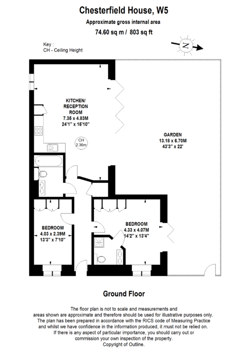 2 bed apartment for sale in Hamilton Road, Ealing, London, W5 - Property Floorplan