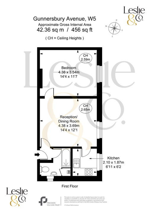 1 bed apartment for sale in Gunnersbury Avenue, Ealing, London, W5 - Property Floorplan