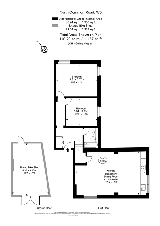 2 bed apartment to rent in North Common Road, Ealing, London, W5 - Property Floorplan