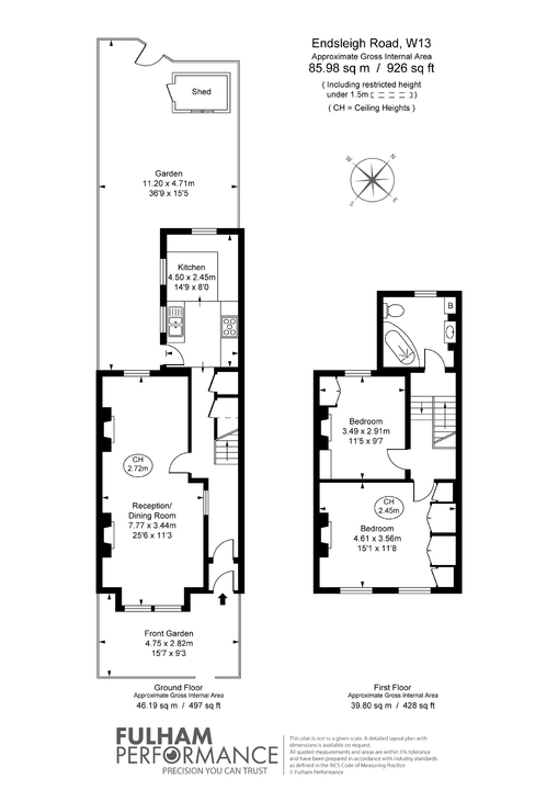 2 bed terraced house for sale in Endsleigh Road, Ealing, London, W13 - Property Floorplan