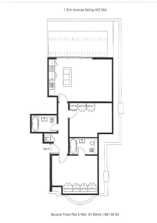 2 bed apartment to rent in Elm Avenue, Ealing, London, W5 - Property Floorplan