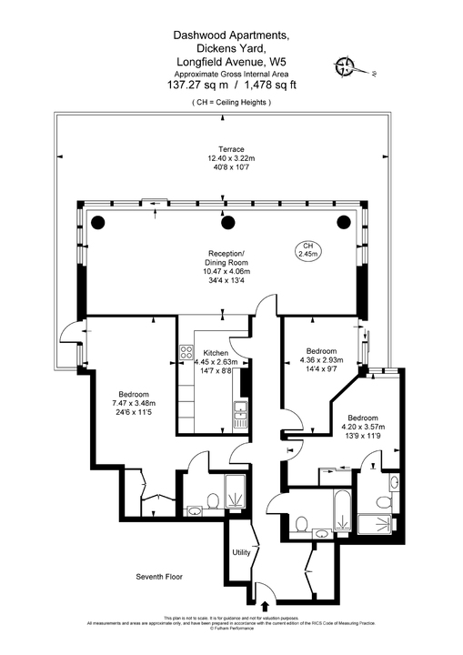 3 bed apartment for sale in Dashwood House, Dickens Yard, London, W5 - Property Floorplan