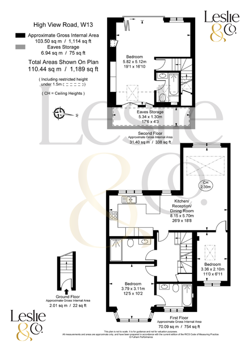 3 bed apartment for sale in Highview Road, Ealing, London, W13 - Property Floorplan