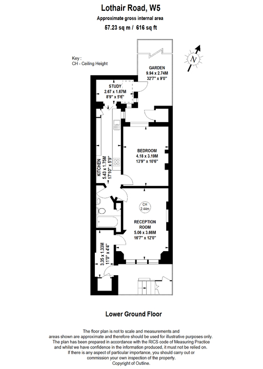 1 bed apartment for sale in Lothair Road, Ealing, London, W5 - Property Floorplan