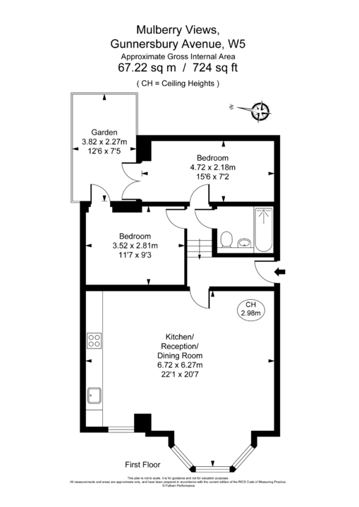 2 bed apartment for sale in Gunnersbury Avenue, Ealing, London, W5 - Property Floorplan