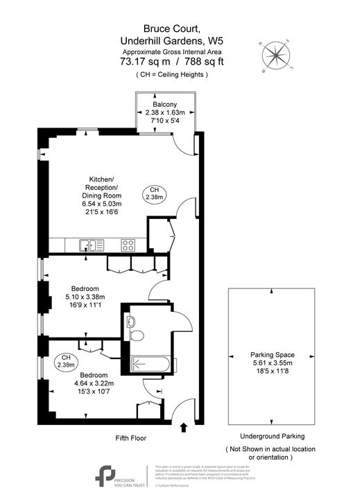 2 bed apartment for sale in Bruce Court, Underhill Gardens, Ealing, London, W5 - Property Floorplan