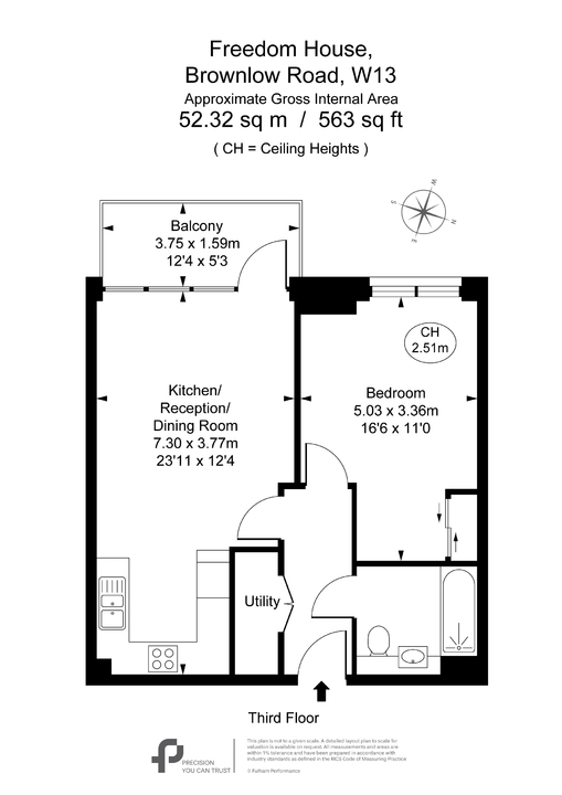 1 bed apartment for sale in Brownlow Road, Ealing, London, W13 - Property Floorplan