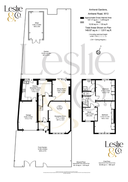 3 bed semi-detached house for sale in Amherst Gardens, Amherst Road, Ealing, London, W13 - Property Floorplan