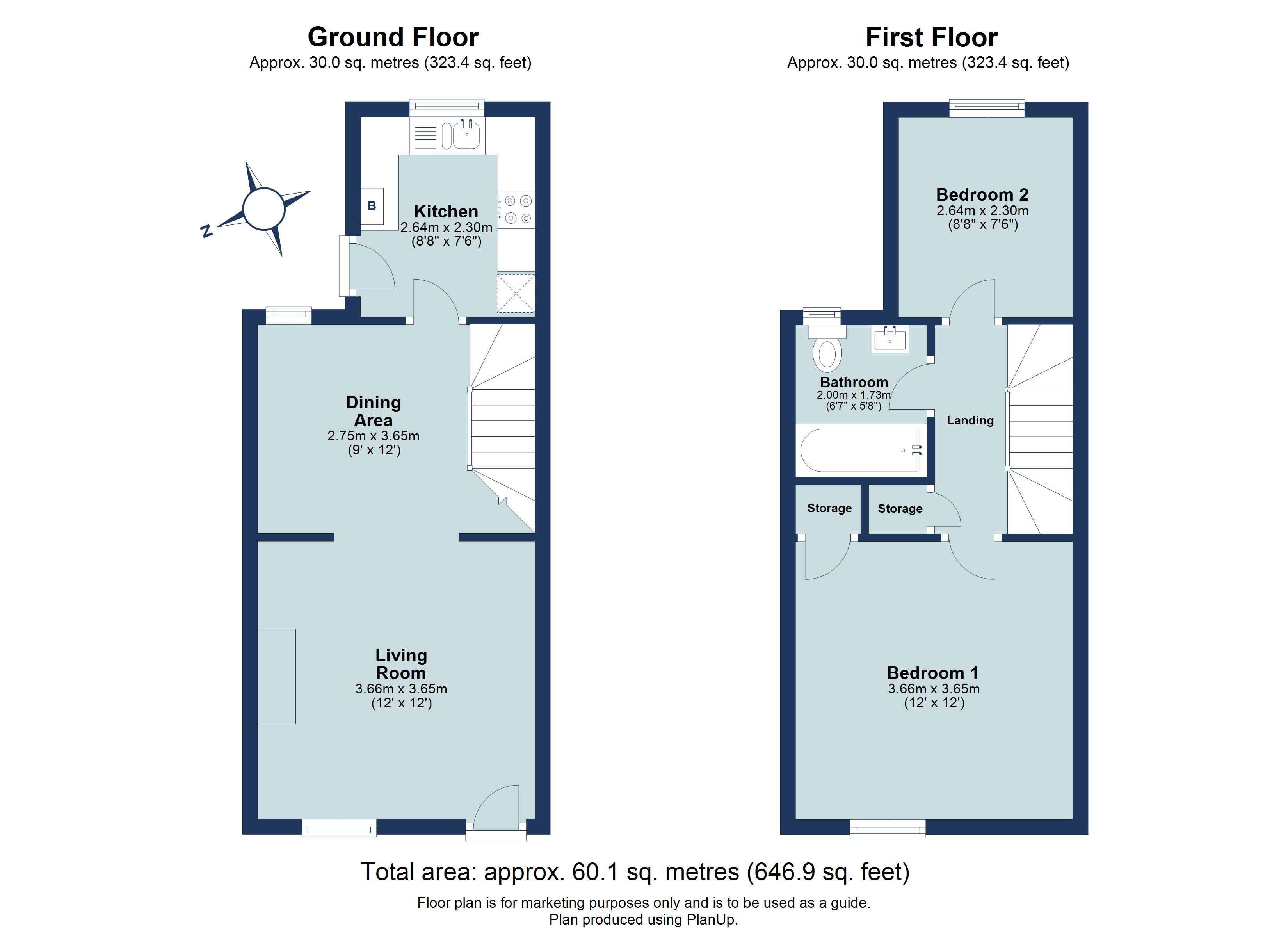 2 bed terraced house for sale in Lower Luton Road, Harpenden, Hertfordshire, AL5 - Property floorplan