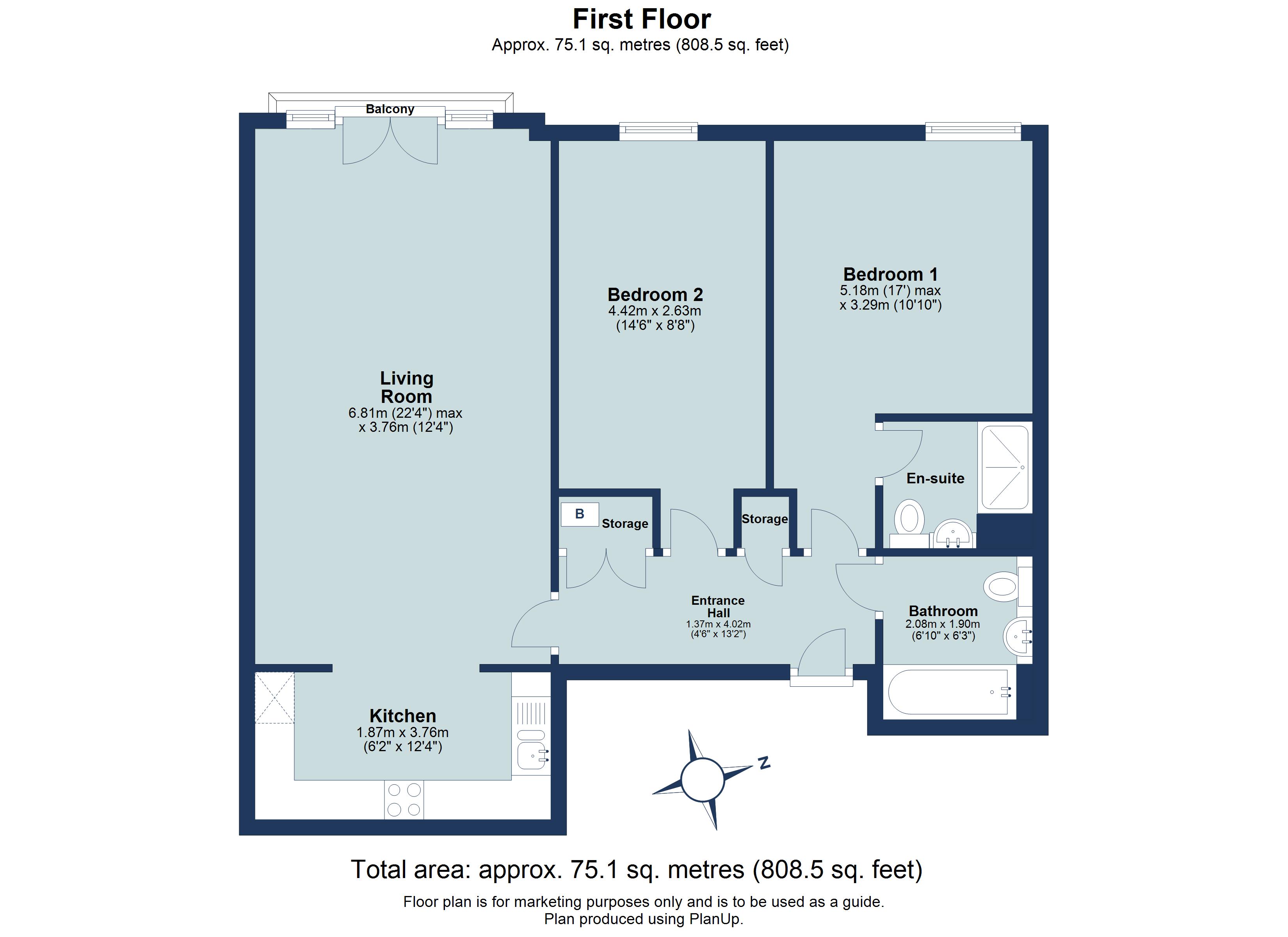 2 bed apartment to rent in Benedictine Place, Marlborough Road, St. Albans, Hertfordshire, AL1 - Property floorplan