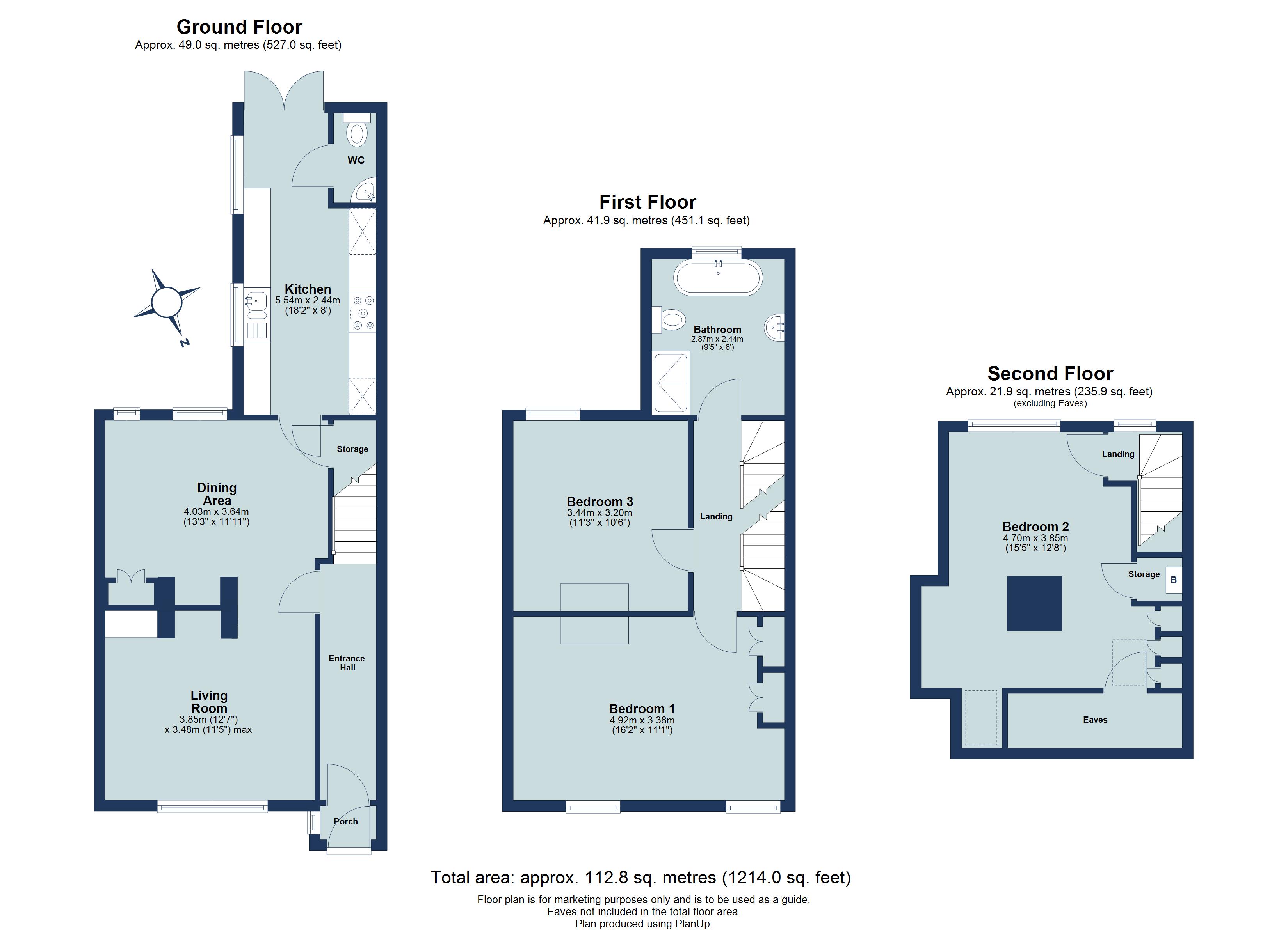 3 bed terraced house for sale in Luton Road, Harpenden, Hertfordshire, AL5 - Property floorplan