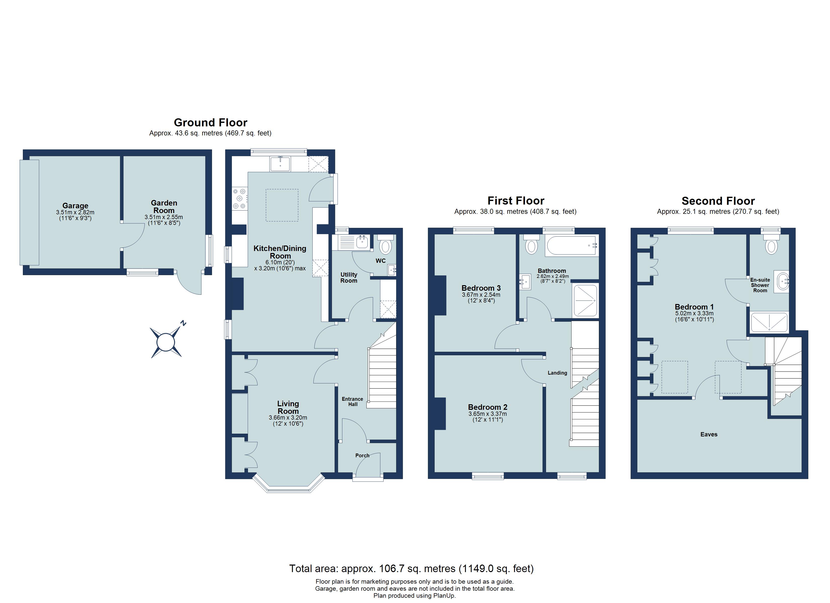 3 bed semi-detached house for sale in Coleswood Road, Harpenden, Hertfordshire, AL5 - Property floorplan