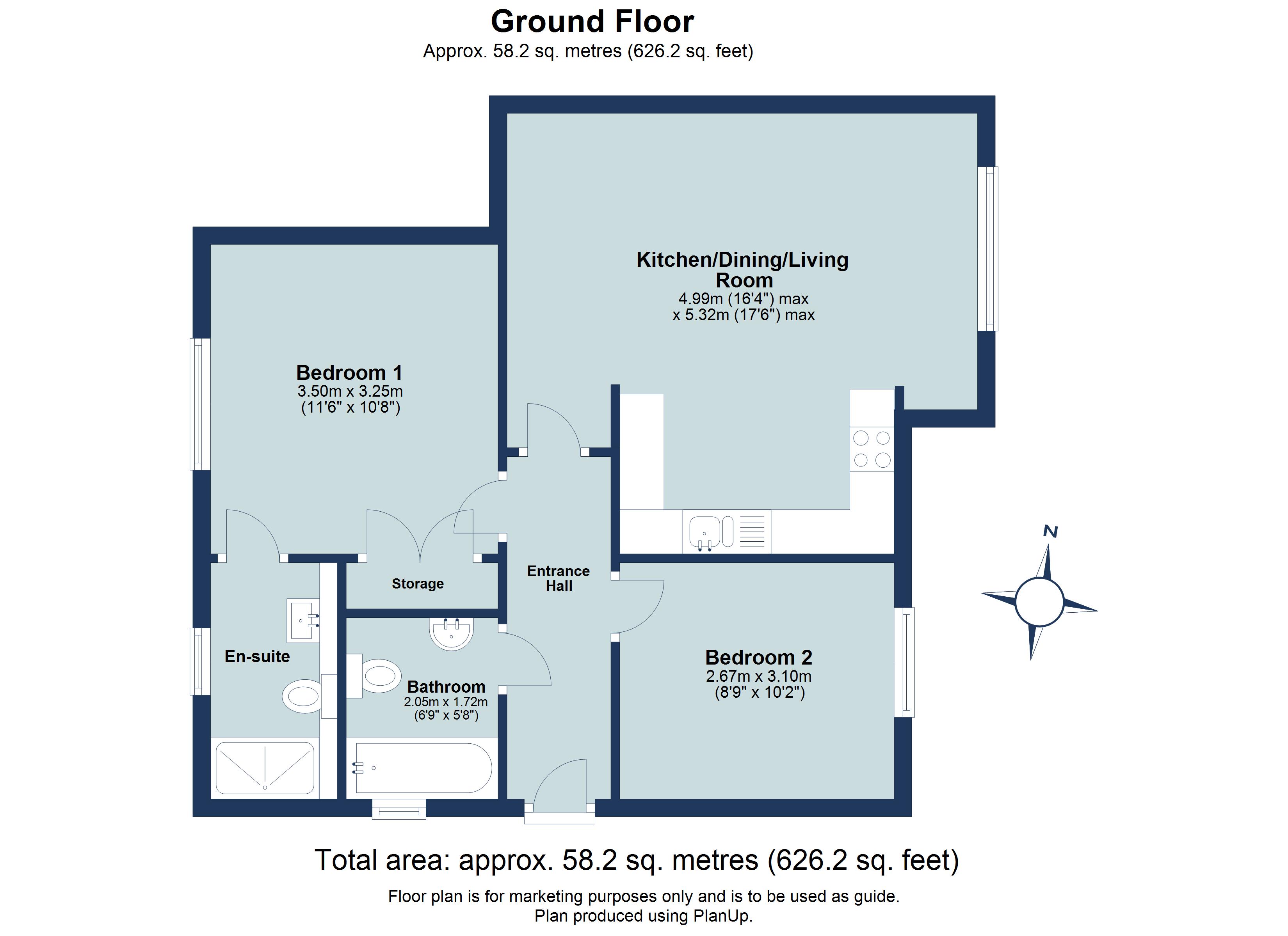 2 bed ground floor flat to rent in Millstone Way, Harpenden, Hertfordshire, AL5 - Property floorplan