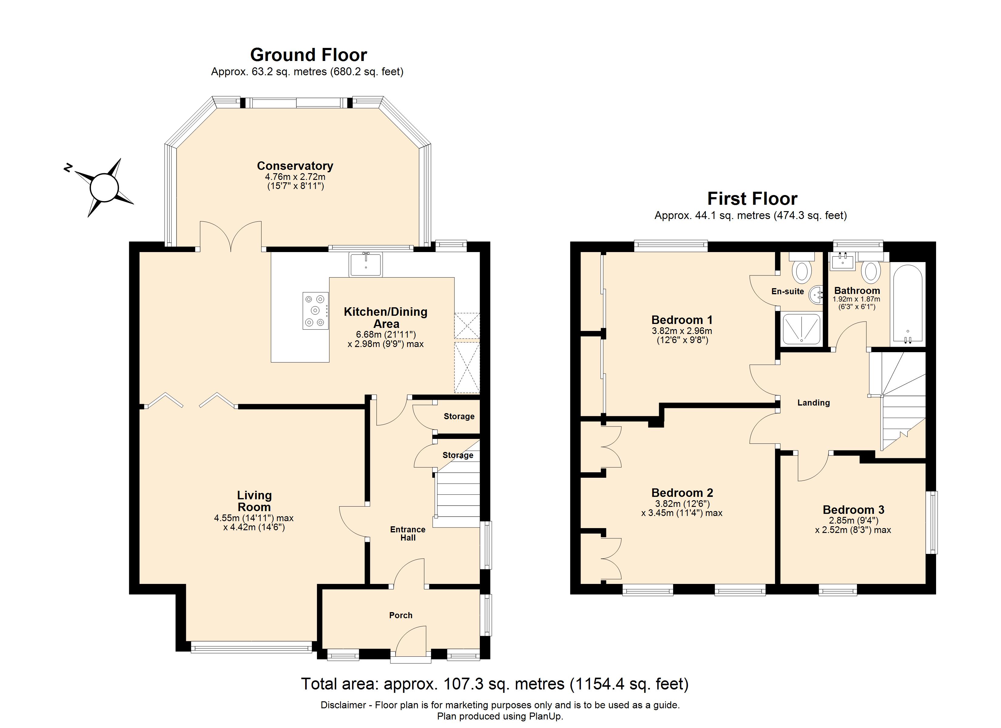 3 bed terraced house for sale in Porters Hill, Harpenden, Hertfordshire, AL5 - Property floorplan