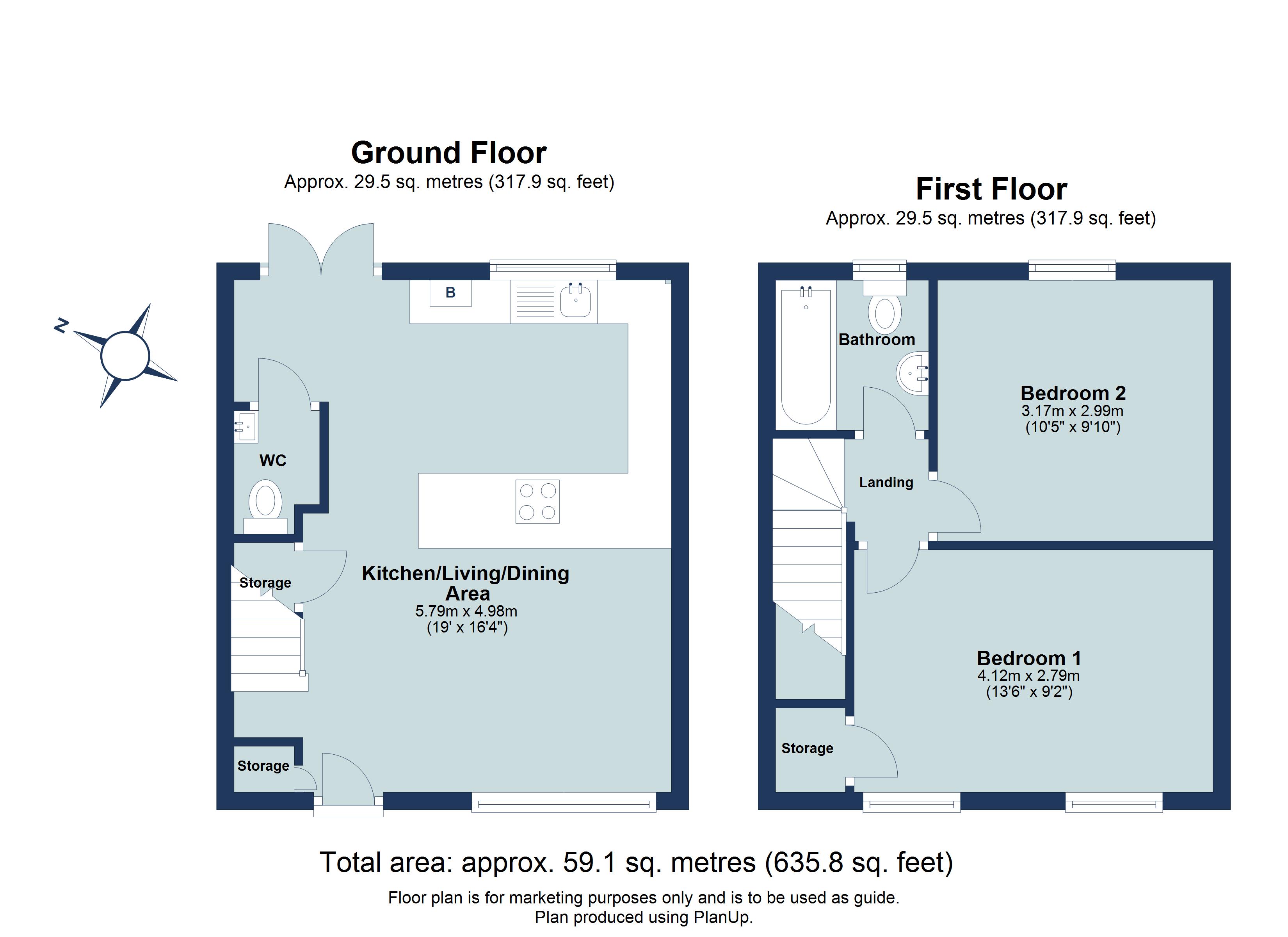 2 bed end of terrace house for sale in Porters Hill, Harpenden, Hertfordshire, AL5 - Property floorplan