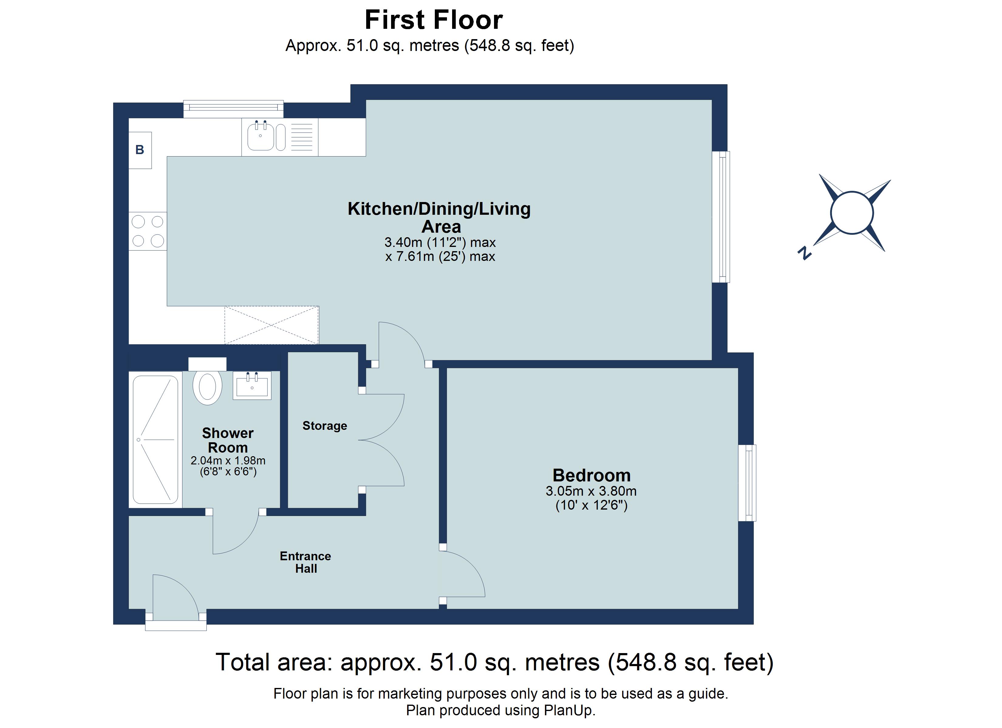 1 bed apartment for sale in St Margarets Court, Cross Way, Harpenden, Hertfordshire, AL5 - Property floorplan