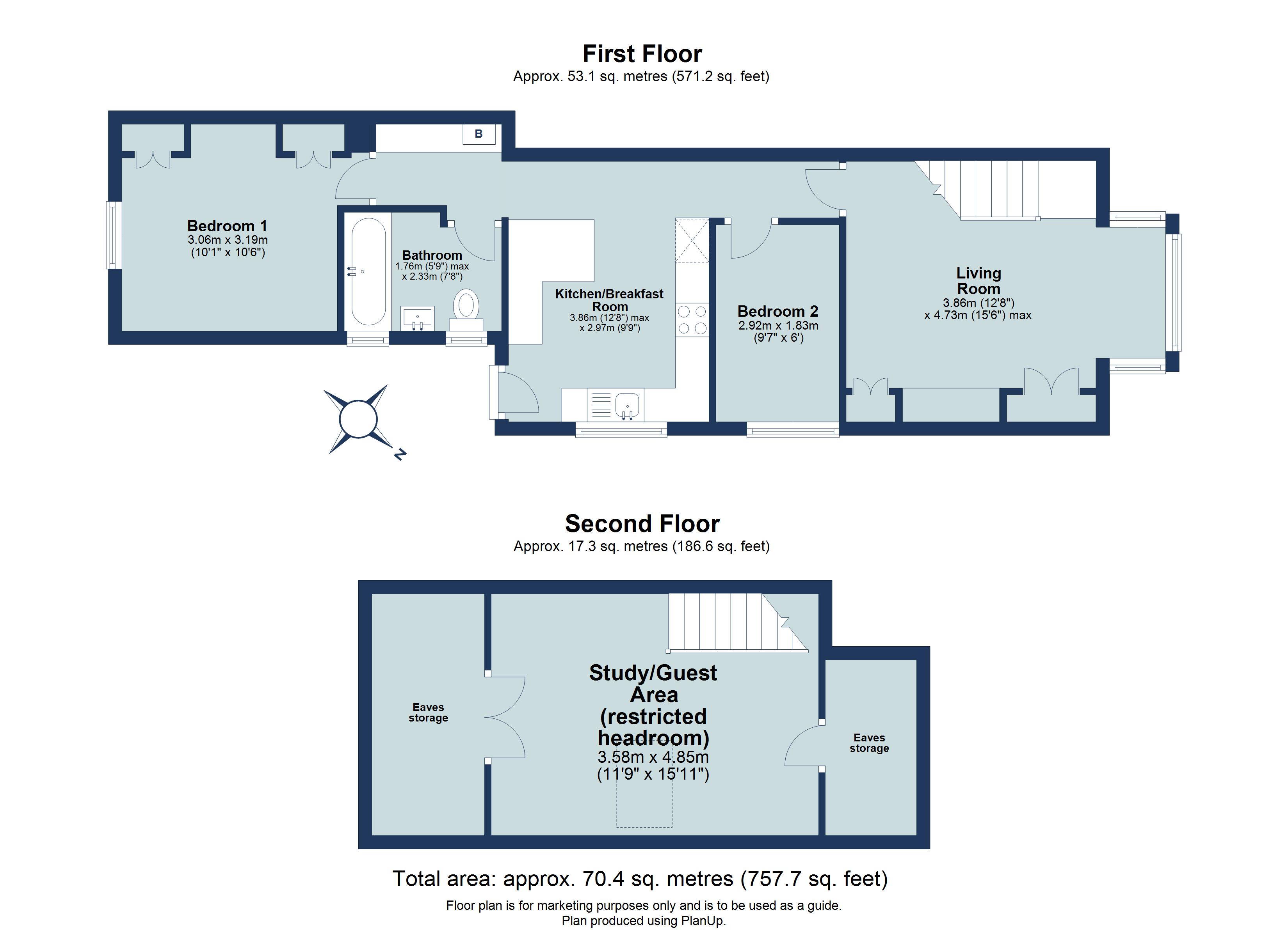 2 bed apartment for sale in Cravells Road, Harpenden, Hertfordshire, AL5 - Property floorplan