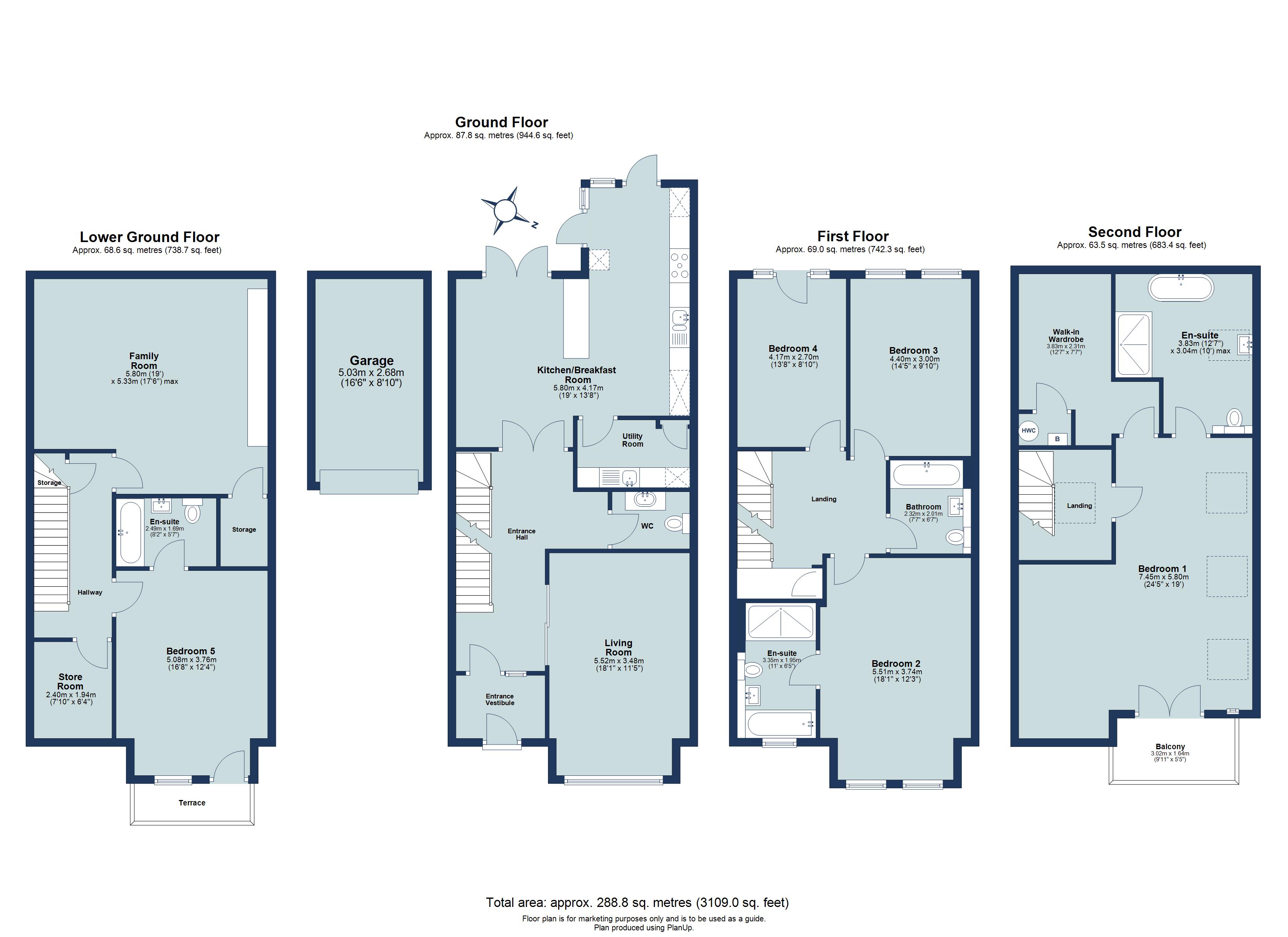 5 bed terraced house for sale in Green Lawns Close, Harpenden, Hertfordshire, AL5 - Property floorplan