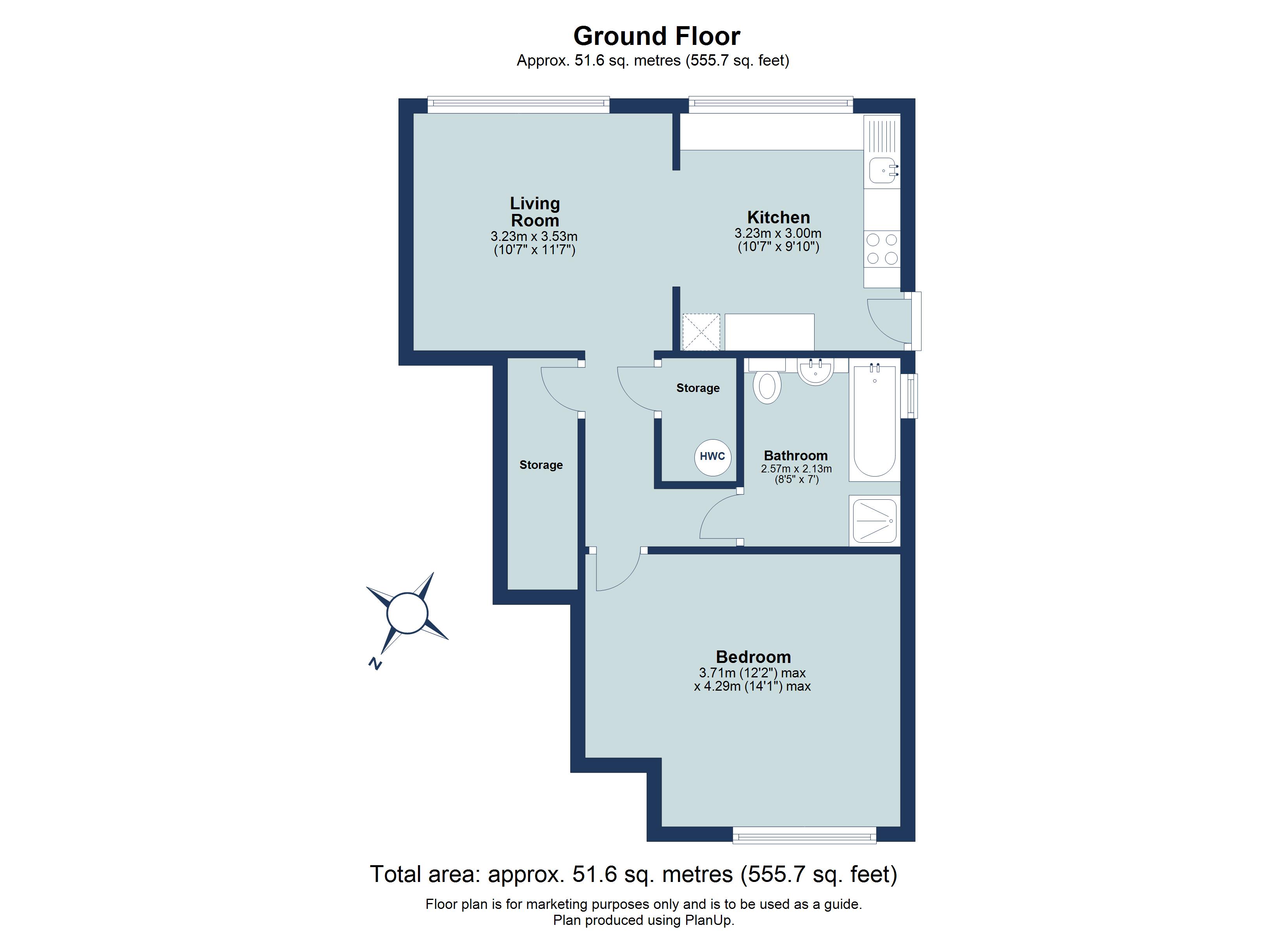 1 bed ground floor flat to rent in Harding Court, Masefield Road, Harpenden, Hertfordshire, AL5 - Property floorplan