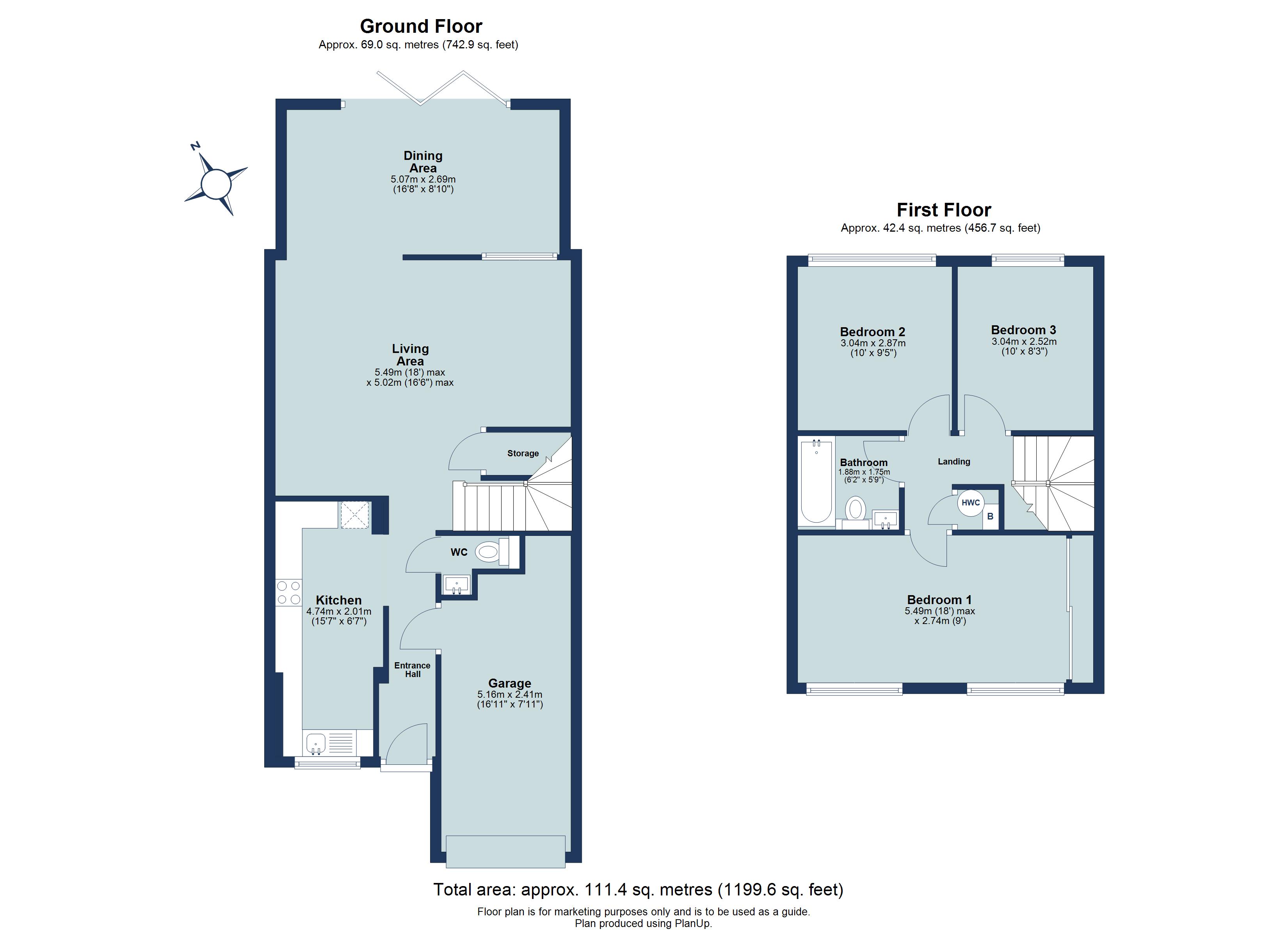 3 bed terraced house for sale in Wendover Close, Harpenden, Hertfordshire, AL5 - Property floorplan