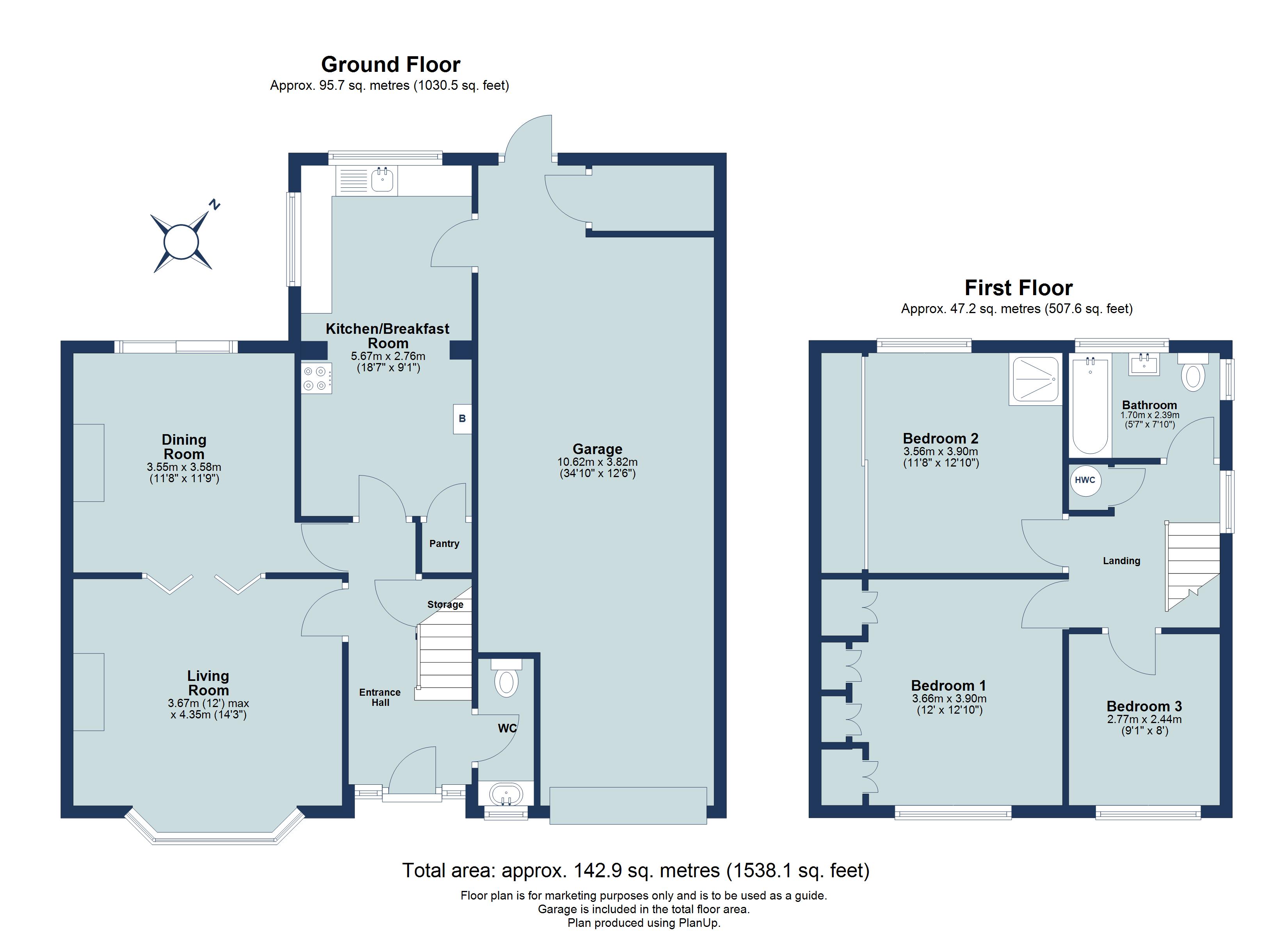 3 bed semi-detached house for sale in Ridgewood Drive, Harpenden, Hertfordshire, AL5 - Property floorplan